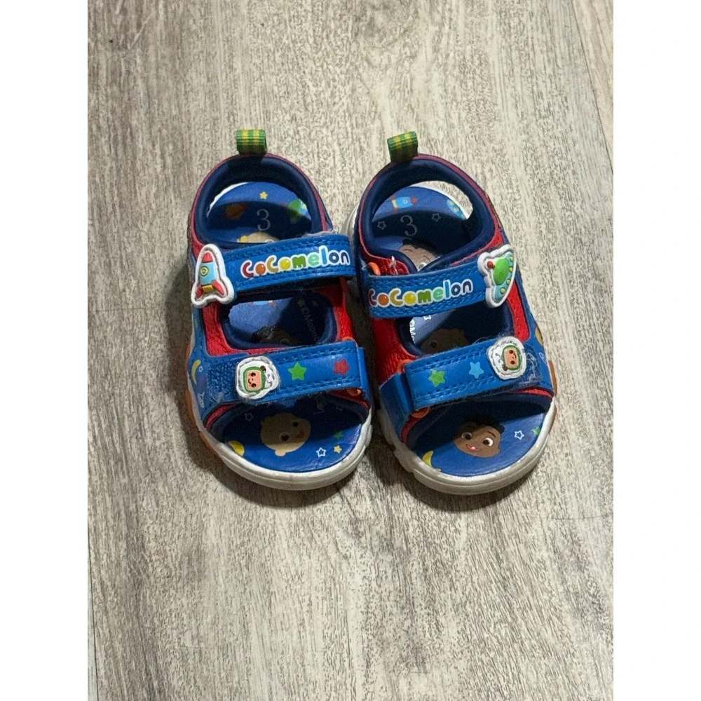 Cocomelon JJ Cody Toddler Boys Blue Red Space Rocket Sandals‎ Size 3